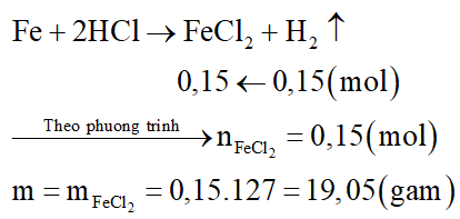 Cho 26,32 gam hỗn hợp X gồm Fe và Cu phản ứng với dung dịch HCl loãng (dư). Sau khi phản ứng xảy ra hoàn toàn, thu được 3,36 lít khí H2 (đktc) và dung dịch chứa m gam muối. Giá trị của m là: (ảnh 2)