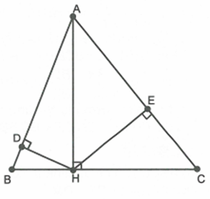 Cho tam giác ABC có ba góc nhọn, đường cao AH (H thuộc BC). Kẻ tại D, HE (ảnh 1)