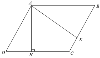 Hai cạnh của một hình bình hành có độ dài là 6cm và 8cm. Một trong các đường cao có độ dài là 5cm. (ảnh 1)