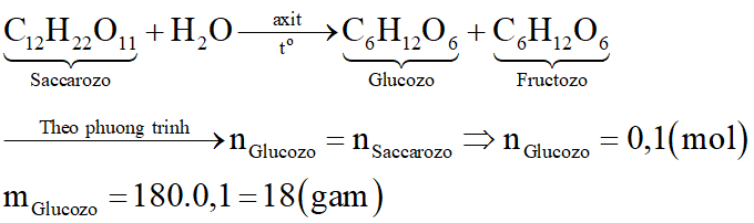 Thủy phân hoàn toàn 34,2 gam saccarozơ thu được m gam glucozơ. Giá trị của m là (ảnh 2)