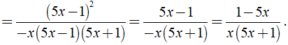 Rút gọn biểu thức  1/x-5x^2 - 25x-15/25x^2 -1 được kết quả là? (ảnh 5)