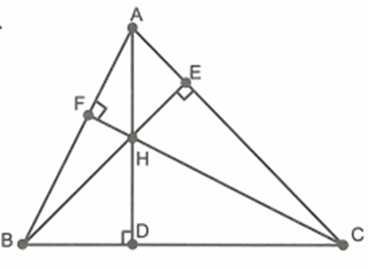Cho tam giác ABC có ba góc nhọn. Các đường cao AD, EF, CF. Chứng minh rằng AE.AC = AF.AB (ảnh 1)