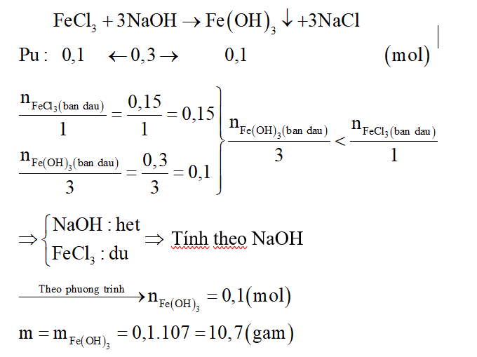 Cho 150ml dung dịch FeCl2 1M vào 120 gam dung dịch NaOH 10% đến khi phản ứng kết thúc, thu được m gam chất rắn. Giá trị của m là: (ảnh 2)