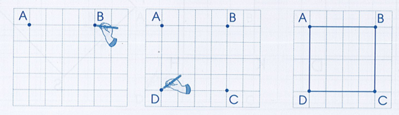 Vẽ hình vuông trên lưới ô vuông theo hướng dẫn sau: (ảnh 1)