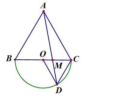 Cho tam giác đều ABC. Trên nửa mặt phẳng bờ BC không chứa A vẽ nửa đường (ảnh 1)
