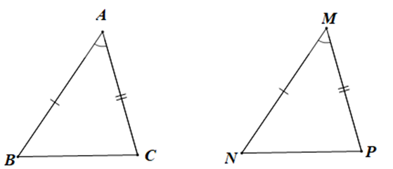 Cho tam giác BAC và tam giác MNP có BA = MN, (ảnh 1)