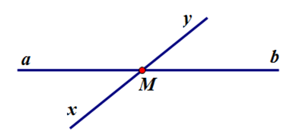 Cho hình vẽ sau. Chọn câu đúng.  A. Điểm M thuộc đường thẳng xy nhưng không (ảnh 1)
