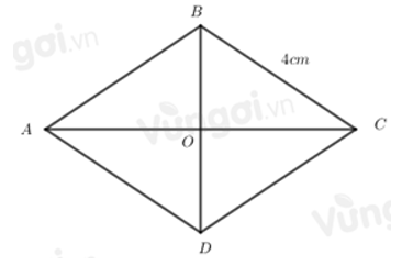 Cho hình thoi ABCD có BC = 4cm, khẳng định nào sau đây đúng: (ảnh 1)