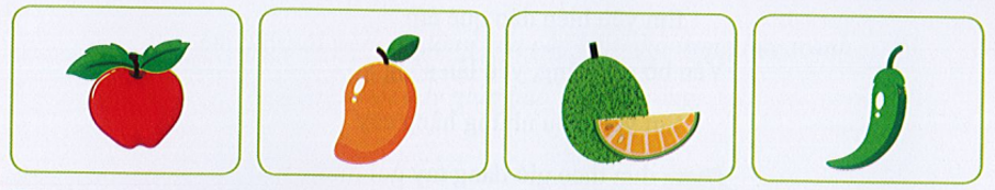 Em hãy nêu đặc điểm (màu sắc, mùi vị, hình dáng của các loại quả dưới đây: (ảnh 1)