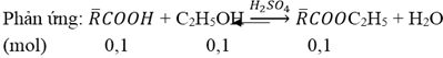 Hỗn hợp X gồm axit HCOOH và CH3COOH (tỉ lệ mol 1:1). Lấy 5,3 gam hỗn hợp X tác với 5,75 gam CH3CH2OH  (ảnh 4)
