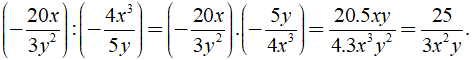 Kết quả của phép chia (-20x/3y^2) : (-4x^3/5y) (ảnh 2)