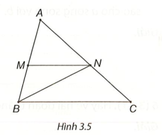 Quan sát Hình 3.5.  a) Tìm một góc ở vị trí so le trong với góc MNB. (ảnh 1)