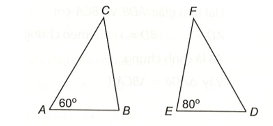 Cho tam giác ABC bằng tam giác DEF. Biết góc A= 60 độ, góc E= 80 độ hãy tính số đo (ảnh 1)