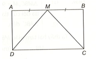 Cho hình chữ nhật ABCD và cho M là trung điểm của đoạn thẳng AB như hình vẽ dưới đây. (ảnh 1)