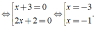 Giá trị của x thỏa mãn 2x( x + 3 ) + 2( x + 3 ) = 0 là ? (ảnh 1)