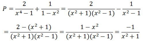 Cho biểu thức: P=2/(x^4-1)-1/(1-x^2) a) Tìm điều kiện xác định của biểu thức P. b) Chứng minh giá trị của P luôn âm với x ≠ ±1 (ảnh 2)