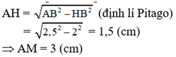 Cho hình thang ABCD (AB // CD) có AB = AD = CD/2. Gọi M là trung điểm của CD và H là giao điểm của AM và BD. a) Chứng minh tứ giác ABMD là hình thoi b) Chứng minh BD ⊥ BC c) Chứng minh ΔAHD và ΔCBD đồng dạng d) Biết AB = 2,5cm; BD = 4cm. Tính độ dài cạnh BC và diện tích hình thang ABCD. (ảnh 3)