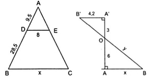 Tính độ dài x, y trong các hình bên  a) Áp dụng hệ quả của định lí Ta – lét (ảnh 1)