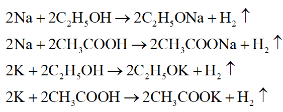 Các chất đều phản ứng được với Na và K là: (ảnh 1)