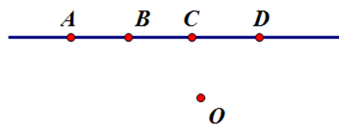 Cho 5 điểm A, B, C, D, O sao cho 3 điểm A, B, C cùng thuộc đường thẳng d; 3 điểm (ảnh 1)