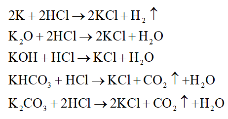 Hòa tan hoàn toàn m gam hỗn hợp X gồm K, K2O, KOH, KHCO3, K2CO3 trong lượng vừa đủ dung dịch HCl 14,6% thu được 6,72 lít (đktc) hỗn hợp hai khí có tỉ khối so với H2 là 15 và dung dịch Y có nồng độ 25,0841%. Cô cạn dung dịch Y thu được 59,6 gam muối khan. Giá trị của m là: (ảnh 2)