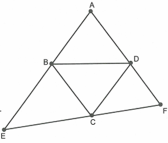 Cho hình thoi ABCD có góc A = 60 độ. Chứng minh tam giác BFE đồng dạng tam giác AEF (ảnh 1)
