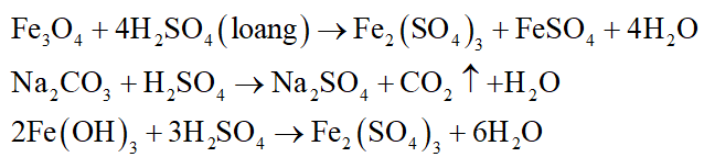 Cho dãy các chất: Ag, Fe3O4, Na2CO3 và Fe(OH)3. Số chất trong dãy tác dụng với dung dịch H2SO4 loãng là: (ảnh 1)