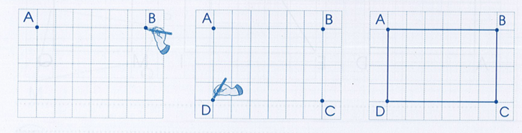 Vẽ hình chữ nhật trên lưới ô vuông theo hướng dẫn sau: (ảnh 1)