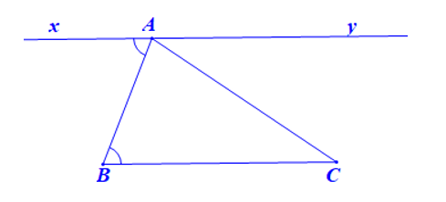 a) Cho tam giác ABC. Hãy nêu cách vẽ đường thẳng a đi qua đỉnh A và song song với BC, (ảnh 1)