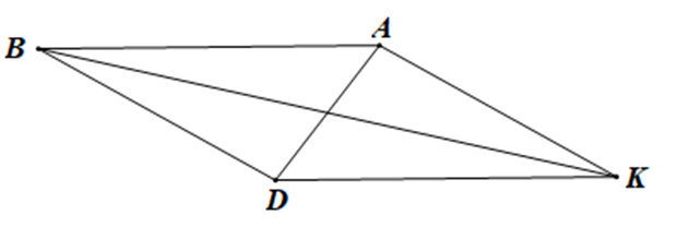 Cho tam giác ADK nhọn. Qua A kẻ đường thẳng song song với DK (ảnh 1)