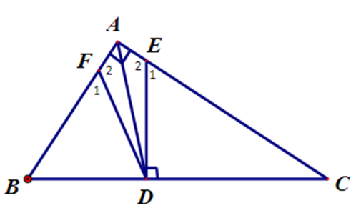 Cho tam giác ABC vuông tại A (AB < AC). Tia phân giác của  (ảnh 1)