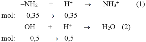Cho hỗn hợp X gồm 0,15 mol H2NC3H5(COOH)2 (axit glutamic) và 0,1 mol H2N(CH2)4CH(NH2)COOH (lysin) vào 250 ml dung dịch NaOH 2M, thu được dung dịch Y. Cho HCl dư vào dung dịch Y. Sau khi các phản ứng xảy ra hoàn toàn, số mol HCl đã phản ứng là : (ảnh 1)