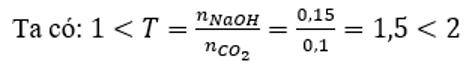 Sục 2,24(l) CO2 ở đktc vào 150ml NaOH 1M thu được dung dịch Y. Khối lượng muối có trong dung dịch Y là bao nhiêu gam ? (ảnh 1)