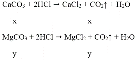 Cho 2,84 g hỗn hợp CaCO3 và MgCO3 tác dụng hết với dung dịch HCl thấy bay ra 672 ml khí CO2 (đktc). Phần trăm khối lượng của hai muối (CaCO3 và MgCO3) trong hỗn hợp là phương án nào sau đây? (ảnh 1)