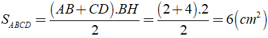 Cho hình thang vuông ABCD ( Aˆ = Dˆ = 900 ), trong đó có Cˆ = 450, AB = 2cm, CD = 4cm. (ảnh 2)