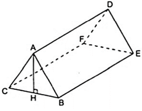 Một trại hè có dạng hình lăng trụ đứng đáy tam giác, thể tích hình không gian bên trong là 2,16( cm3 ). Biết chiều dài lều AD = 2,4( cm ), chiều rộng của lều là 1,2cm. Tính chiều cao AH của lều? (ảnh 1)