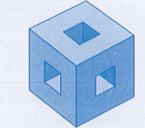 Trên mỗi mặt của khối lập phương bằng gỗ, người ta đã khoét ra một khối lập phương (ảnh 1)