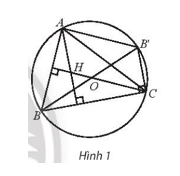 Cho tam giác ABC nội tiếp trong đường tròn (O). Gọi H là trực tâm tam giác ABC (ảnh 1)