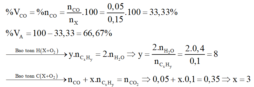 Xác định công thức phân tử, công thức cấu tạo của A và tính phần trăm thể tích của mỗi khí trong X. (ảnh 6)