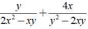 Rút gọn biểu thức y/2x^2 - xy + 4x/y^2 -2xy  được kết quả là ? (ảnh 1)