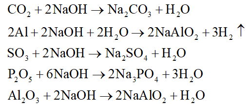 Cho các chất sau: CO2, Al, CO, SO3, P2O5, Al2O3. Có bao nhiêu chất tác dụng được với dung dịch NaOH loãng ở nhiệt độ thường? (ảnh 1)