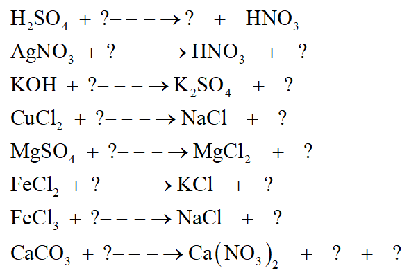 Điền vào chỗ dấu hỏi công thức của những chất để hoàn thành các phản ứng sau rồi cân bằng các phương trình hóa học đó? (ảnh 1)