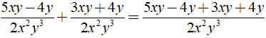 Kết quả của phép cộng 5xy-4y/2x^2y^3 + 3xy +4y/2x^2y^3 (ảnh 2)