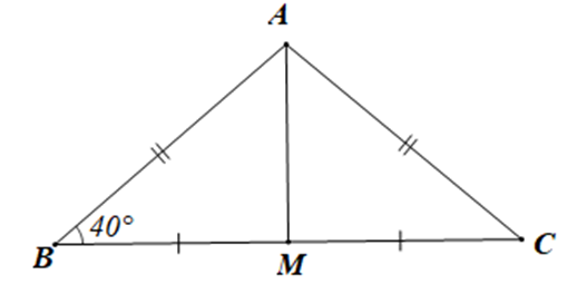 Cho tam giác ABC có AB = AC, M là trung điểm của BC. Biết (ảnh 1)