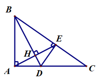 Cho tam giác ABC vuông tại A, tia phân giác góc B cắt AC tại D (ảnh 1)