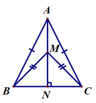 Cho tam giác ABC cân tại A. Gọi M là một điểm nằm trong tam giác (ảnh 1)