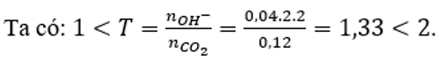 Sục 2,688 lít CO2 (đktc) vào 40ml dung dịch Ca(OH)2 2M. Sau phản ứng thu được dung dịch gồm: (ảnh 1)