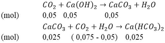 Cho 2,8 gam CaO tác dụng với một lượng nước lấy dư thu được dung dịch A. Sục 1,68 lít CO2 (đktc) vào dung dịch A.     a) Tính khối lượng kết tủa thu được.     b) Khi đun nóng dung dịch A thì khối lượng kết tủa thu được tối đa là bao nhiêu? (ảnh 3)