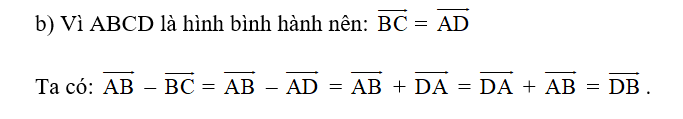 b) vecto AB - vecto BC= vecto DB (ảnh 1)