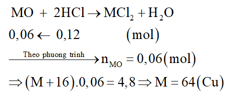 Cho 4,8 gam một oxit của kim loại hóa trị II tác dụng vừa đủ với 30 gam dung dịch HCl 14,6%. Xác định công thức hóa học của oxit. (ảnh 2)